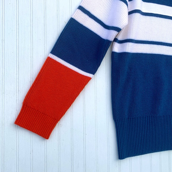 Eleventy blue Wool Sweater color block button sleeve - Picture 2 of 14